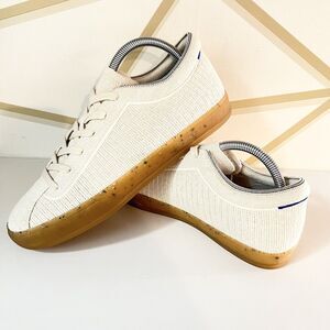 Rothy's The Lace Up Sneaker Cream Off White Women’s Fabric Casual Shoes Sz 10